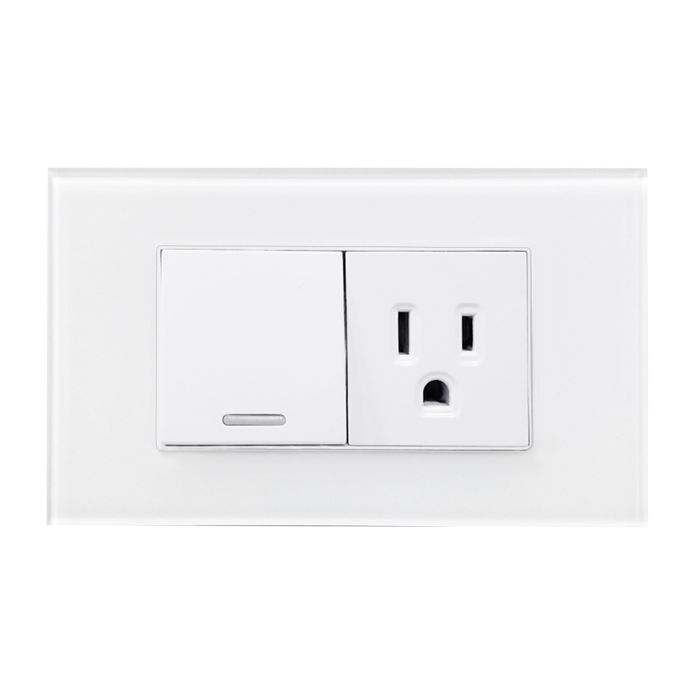 APAGADOR Y CONTACTO CON PLACA DE ACRILICO BLANCA 36MM