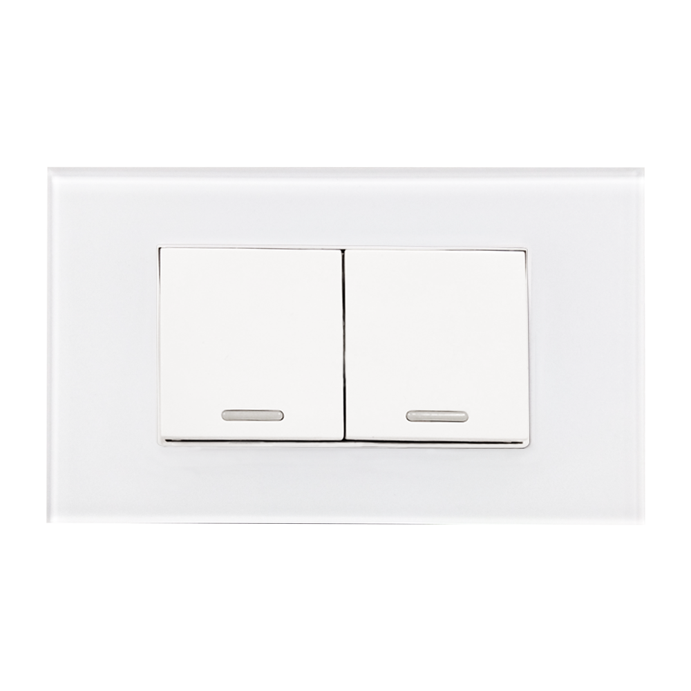 APAGADOR SENCILLO Y APAGADOR ESCALERA CON PLACA DE ACRÍLICO BLANCA 36 mm