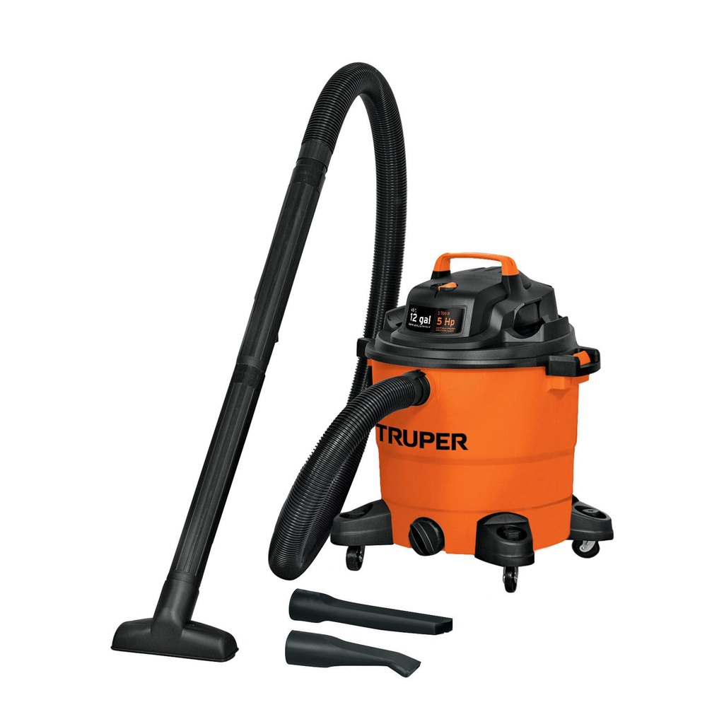 Aspiradora de sólidos y líquidos, 12 gal, plástica, Truper ASP-12