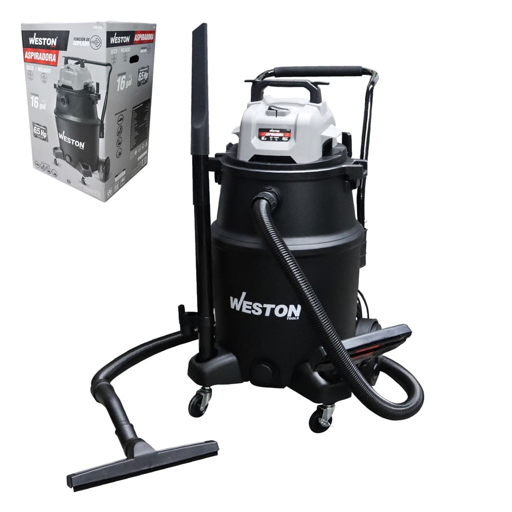 ASPIRADORA MOJADO/SECO 16GAL (60 L) 6.5HP 127V