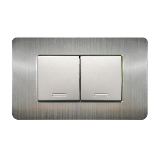 [8841900] APAGADOR DOBLE CON PLACA DE ACERO INOXIDABLE 36 MM