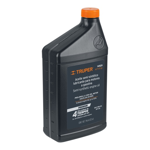 [14929] Aceite semi-sintético, 4 tiempos, 1000ml (34 oz), Truper ACES-4T-34