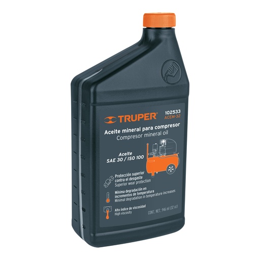[102533] Aceite mineral para compresor 1000ml (34oz), Truper ACEM-34