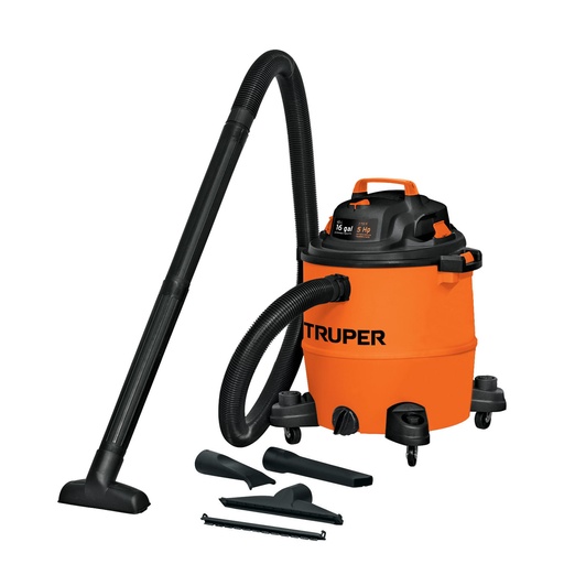 [101520] Aspiradora de sólidos y líquidos, 16 gal, plástica, Truper ASP-16