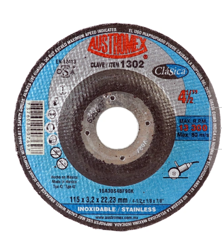 [1302] 1302 DISCO DE CUBO CORTE DE METAL 4-1/2" x 1/8" x 7/8" D.T.42 15A30S4B90KA (DC)