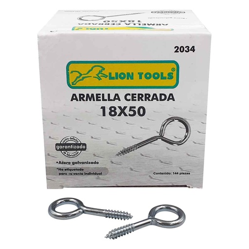 [2034] ARMELLA CERRADA 18 X 50 CAJA 144 PZS LION TOOLS